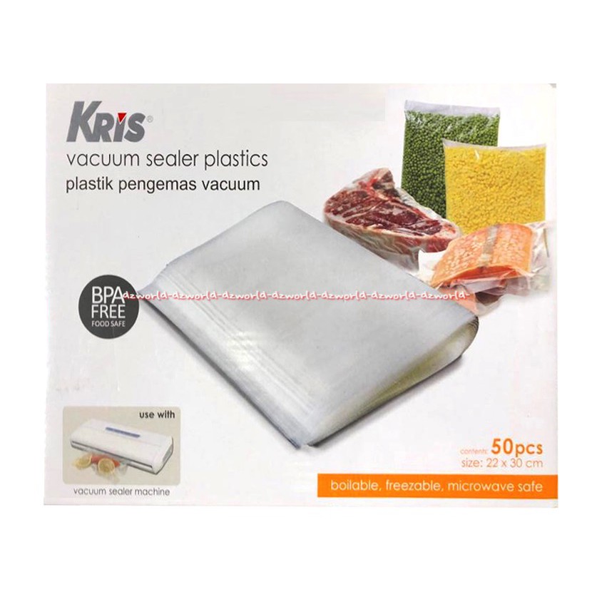 Kris Vacuum Sealer Plastics Plastik Pengemas Vacuum 22x30 Cm Isi 50pcs Plastik Pengemas Makanan