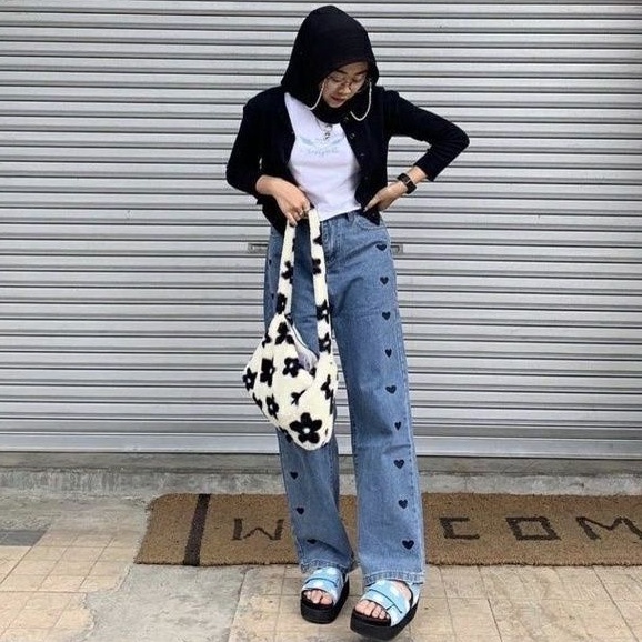 AFAREEN - Kulot Jeans Love Haighwaist Wanita