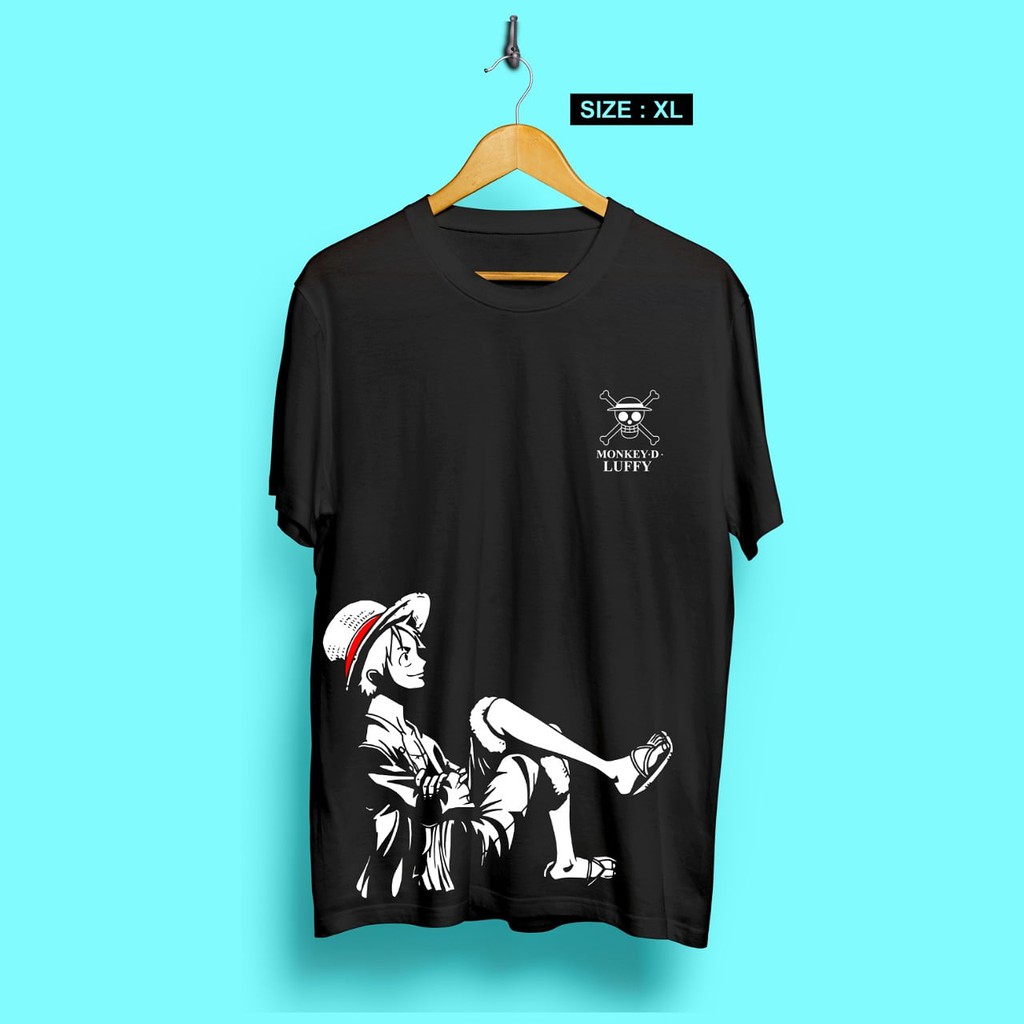 Kaos Luffy One Piece XL Baju Luffy Duduk Baju Pria Wanita Cotton30s