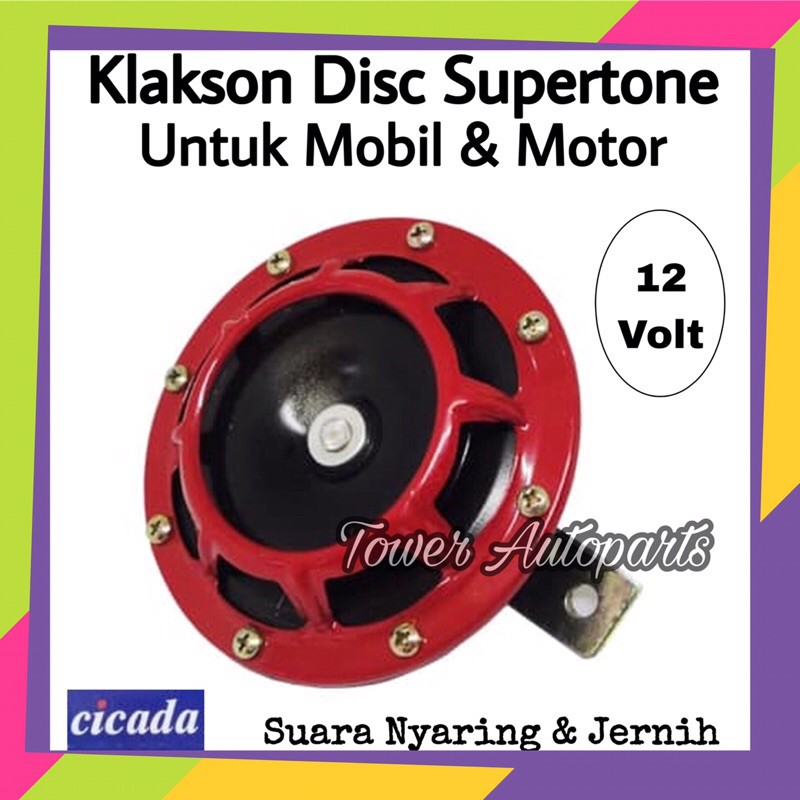 Klakson Mobil Motor 12 Volt &amp; Truk 24 Volt Model Disc Horn Supertone Jaring High Quality