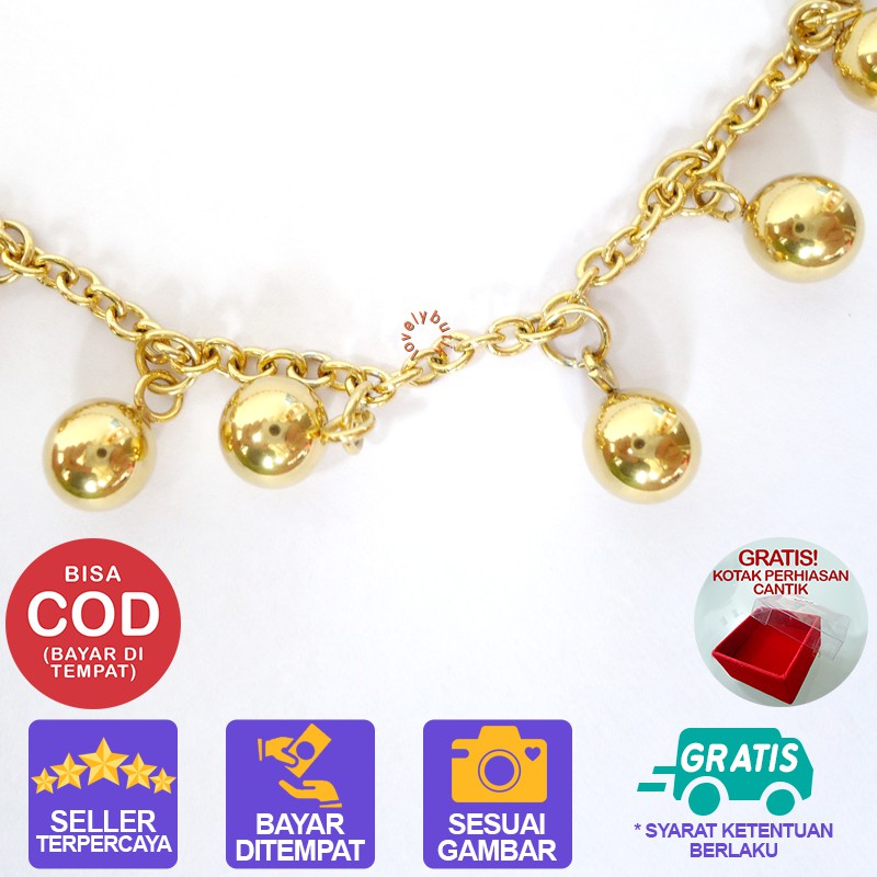 Lovelybutik Gelang Kaki Titanium Anti Karat / Big Balls  Gelang Kaki Wanita Titanium Ukuran 27 cm