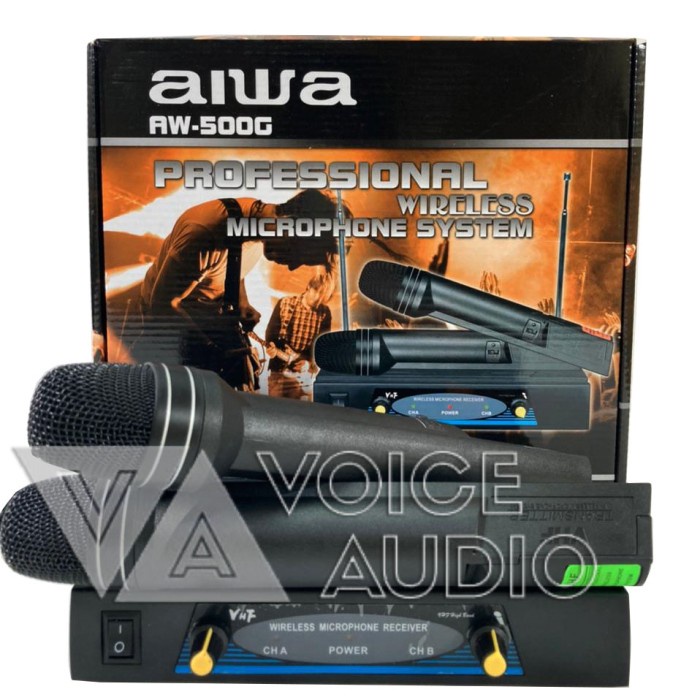MICROPHONE WIRELESS AIWA AW 500G MIC KARAOKE TANPA KABEL AIWA AW500G
