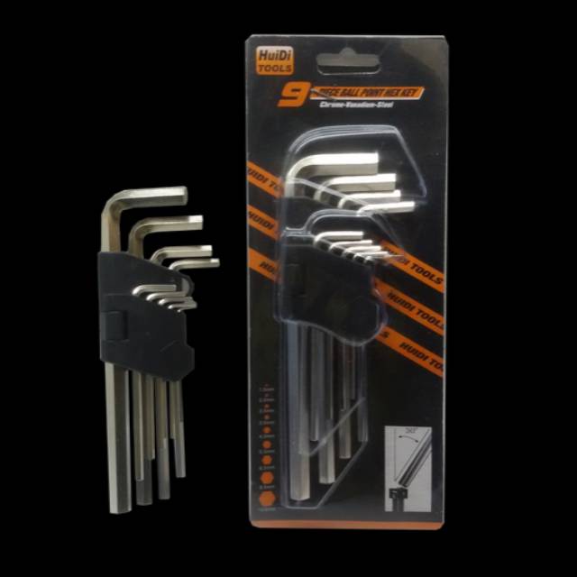 Kunci L Bintang Set ORIGINAL IMPORT Kombinasi 9 pcs - Hex Torx Key Belimbing Panjang Pendek