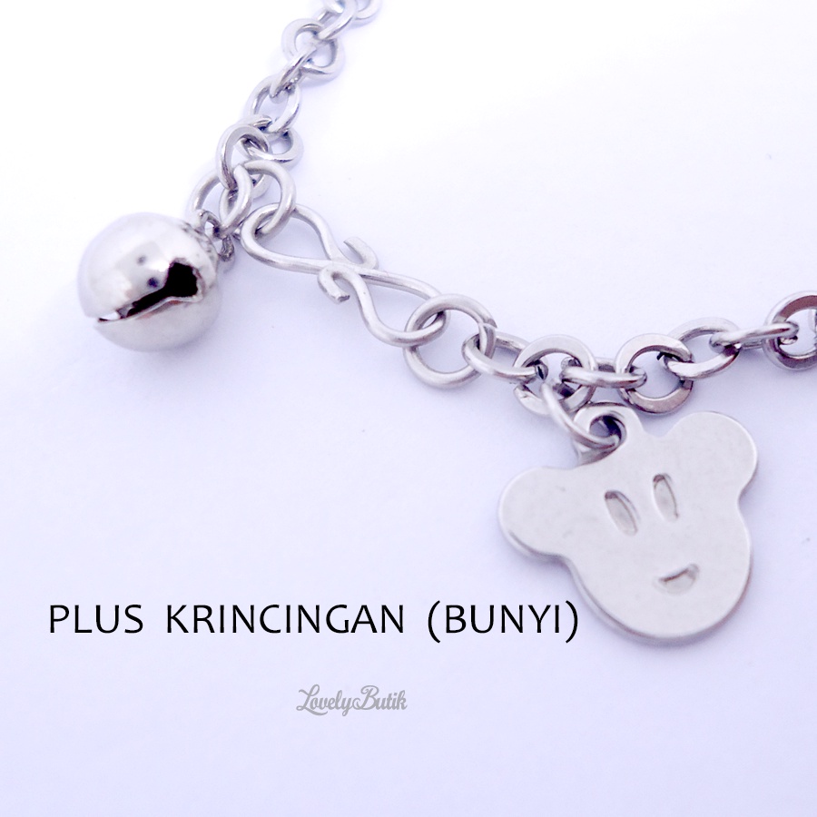 Lovelybutik - Gelang Tangan Bayi Monel Rantai Kerincing Krincing Baby 0-2 Tahun Model MKT Kecil Bayi Krincingan Baja Putih Stainless Steel Terbaru