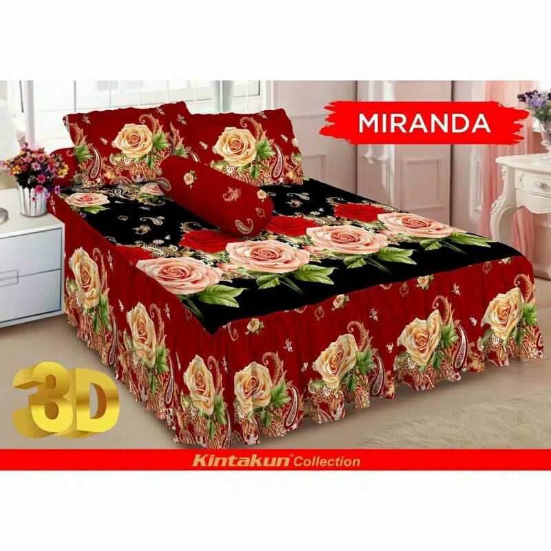 Sprei rumbai kintakun miranda/mawar merah hitam 160x200/queen size/no.2