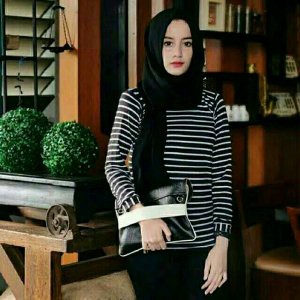 Stevia Top Jumbo Lengan Panjang   Baju Wanita Salur   Dress Jumbo Panjang   Stefi Top Besar   Baju
