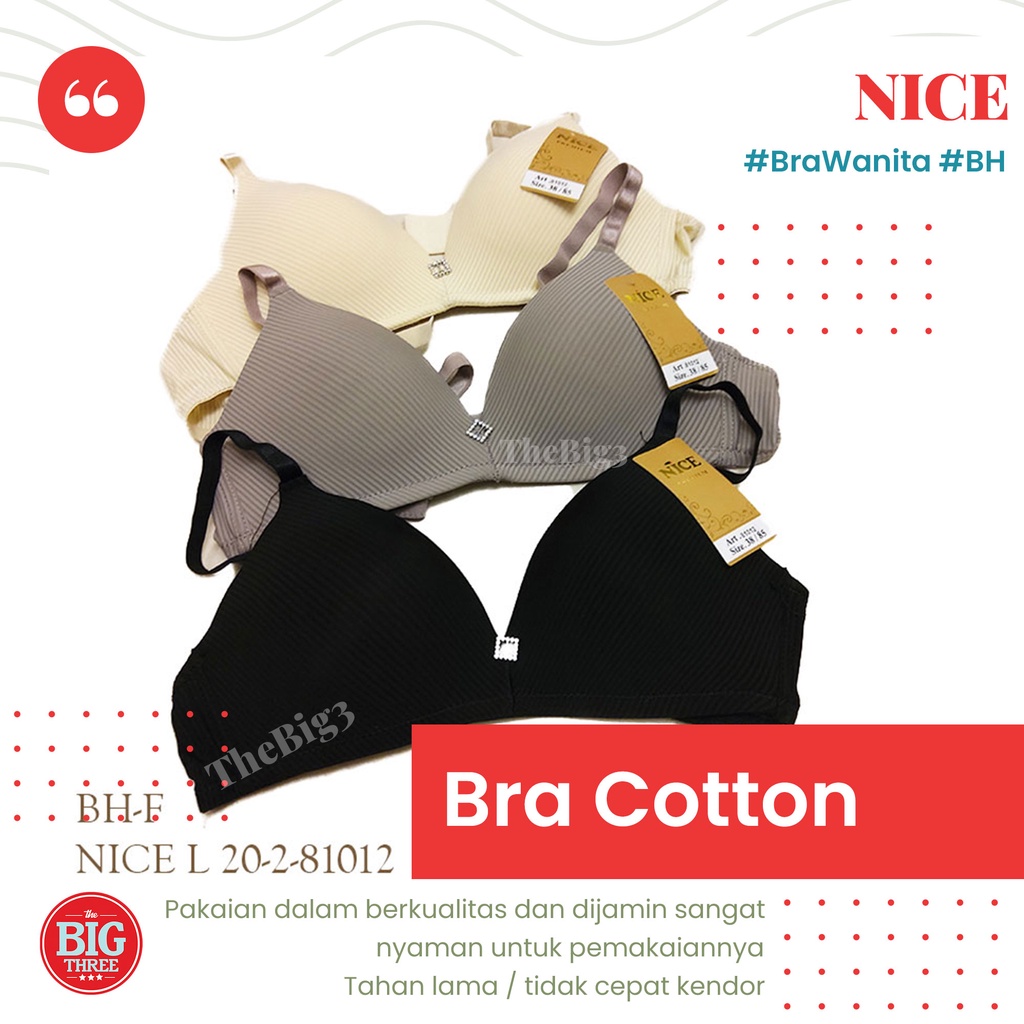 NICE BH / BRA - BAHAN KATUN BERKUALITAS TANPA KAWAT Sangat nyaman dipakai ukuran 36-46 besar