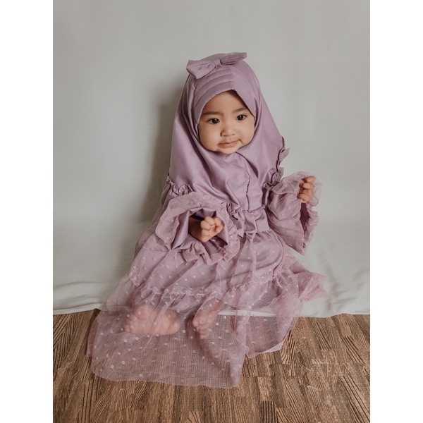 gamis bayi anak baby cewek 1 2 3 tahun balita perempuan tile burkat katun toyobo adem free jilbab NAGITA Gamis dress