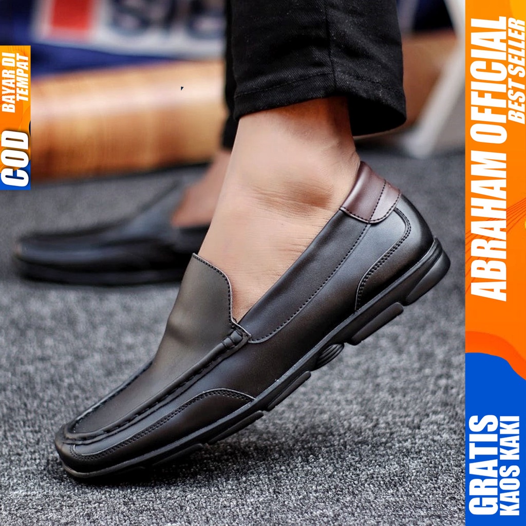 Abraham Drain - Sepatu Formal Pria Pantofel Hitam