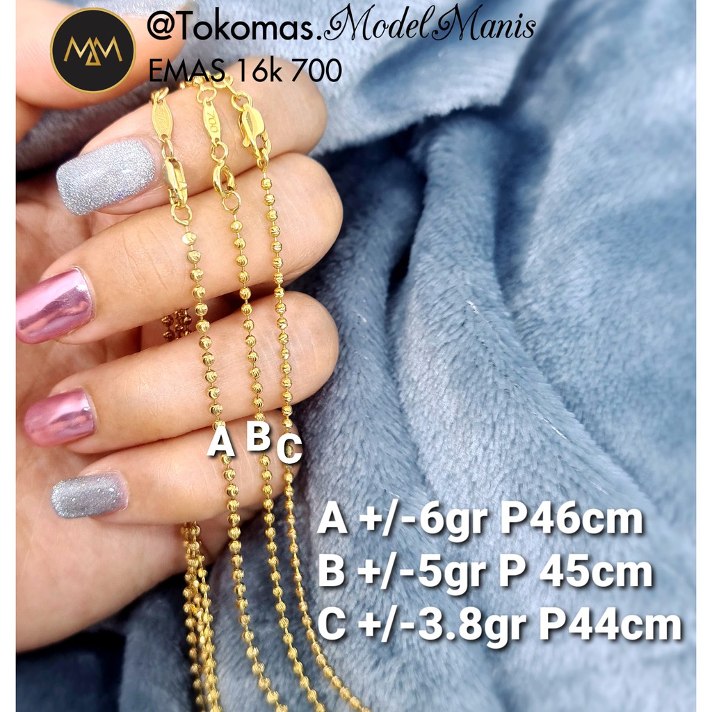 Kalung biji lada emas kuning 700 kadar 16K