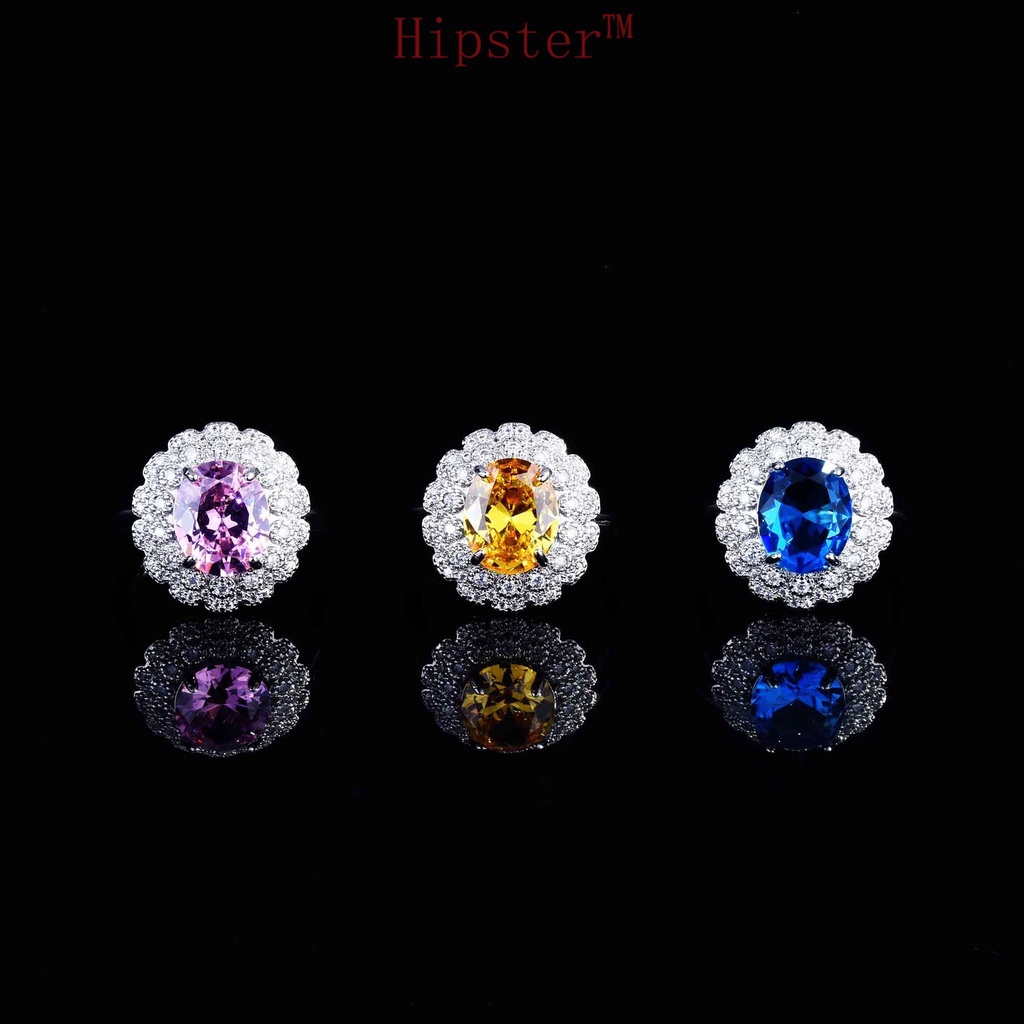 Cincin Model Terbuka Aksen Berlian Warna Pink