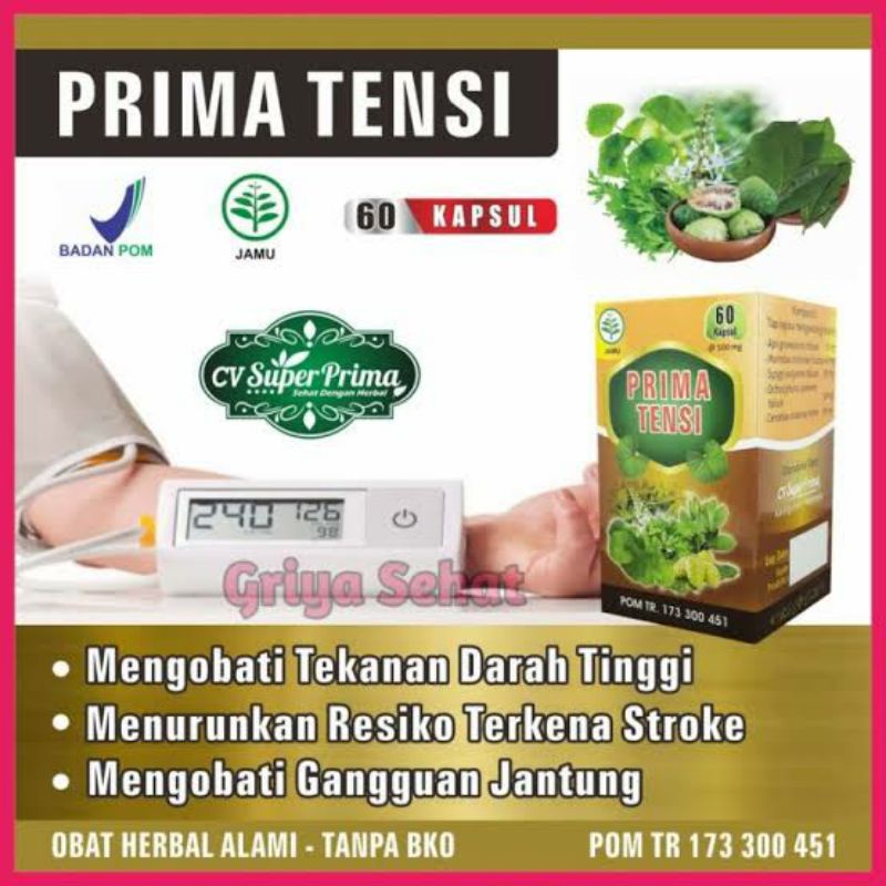 PRIMA TENSI SOLUSI SEHAT TERBEBAS DARI DARAH TINGGI 100% HERBAL PILIHAN