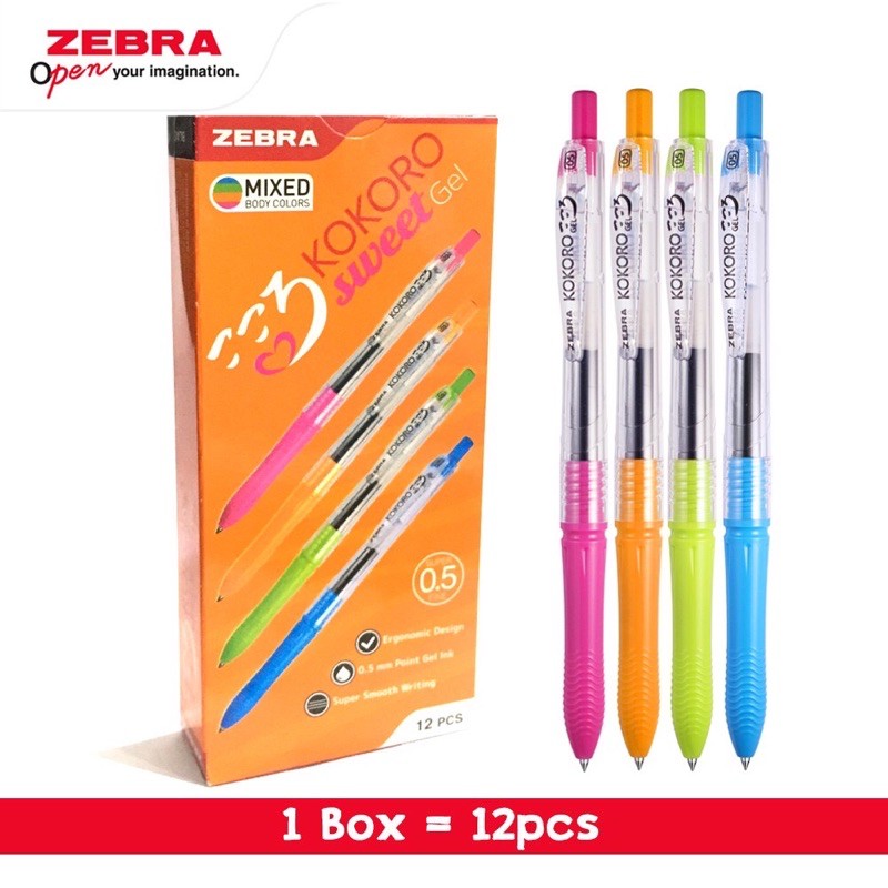 

Pen Zebra Kokoro Sweet Gel 0.5 ( 1 Lusin ) / Pulpen Kokoro warna hitam 1 pack isi 12 pcs