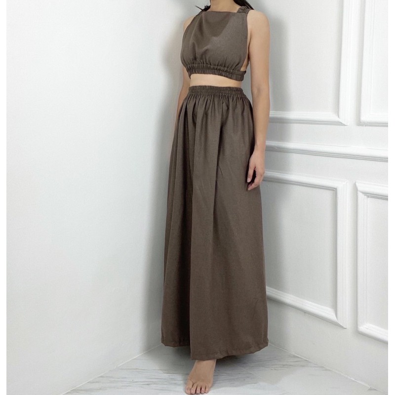 Baju pantai wanita backless COPPACABANA Set rok maxi linen bali ootd outfit backless