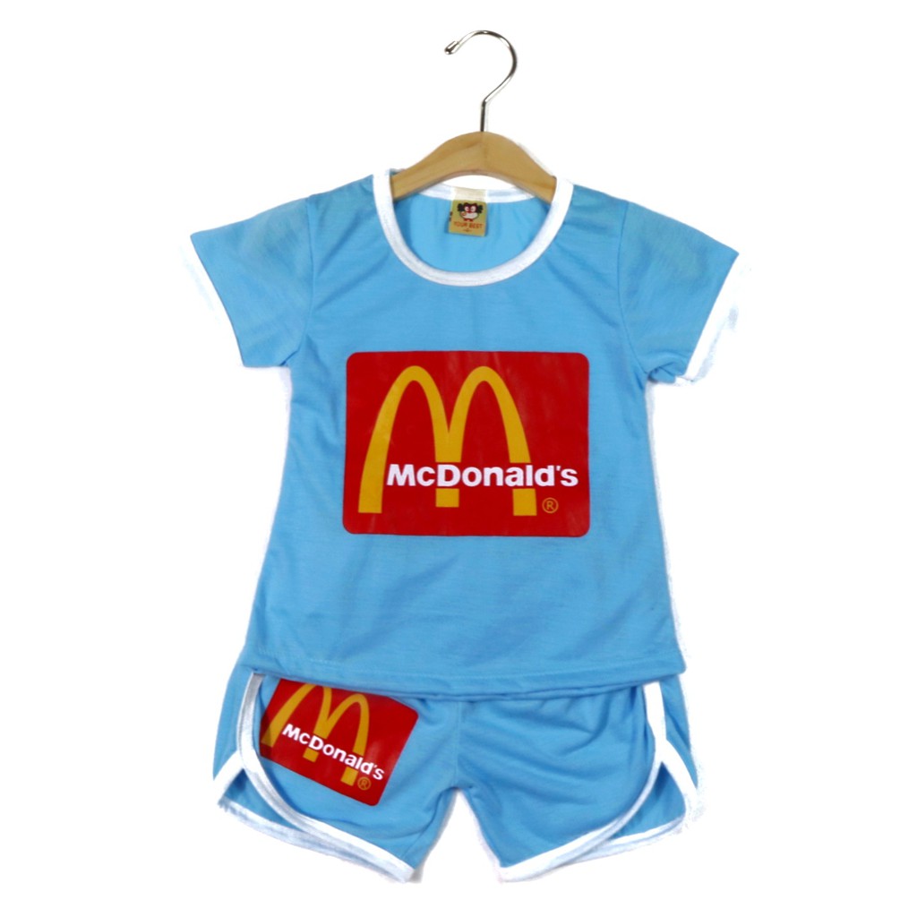 SETELAN FASHION SIKUNING MOTIF MCD BAJU ANAK PEREMPUAN BAHAN KAOS GAMBAR SABLON 2-7 TAHUN