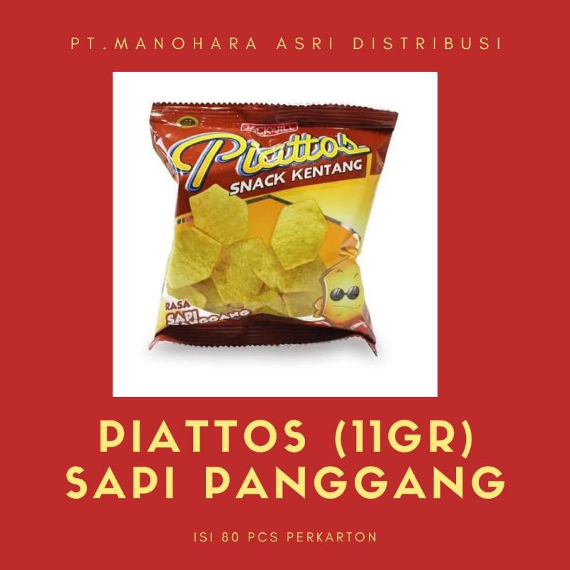 Kripik kentang/Piatoss /kentang cryspy/camilan/Snack keluarga/sapi panggang/ 11 gr per karton murah