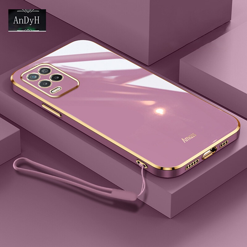 Case Bahan Silikon Dengan lanyard Untuk OPPO Realme 8 5G V13 Q3 Q3i 5G