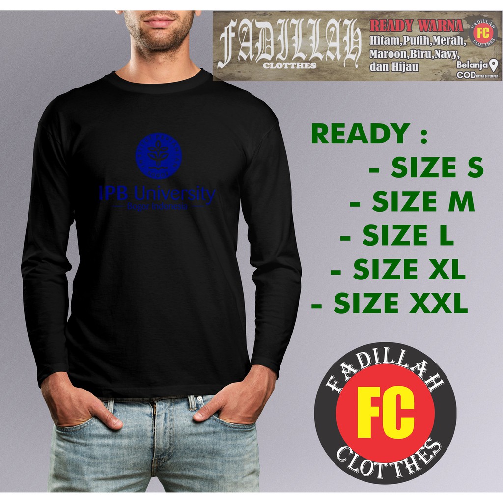 Kaos IPB Institut Pertanian Bogor Lengan Panjang Baju Distro