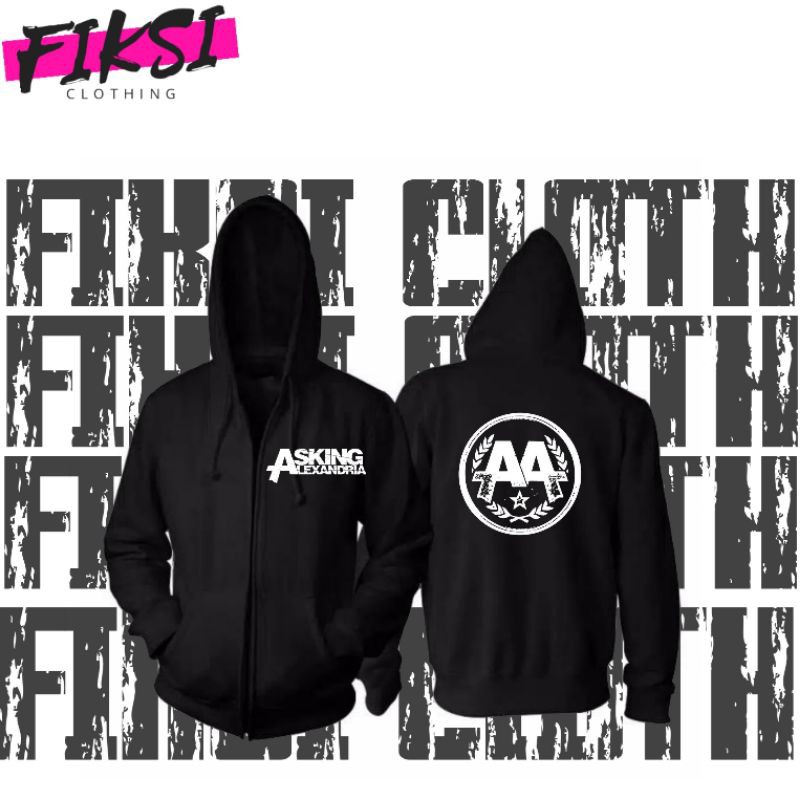 Jaket Sweater Zipper Band Asking Alexandria Logo - Fiksi Clothing