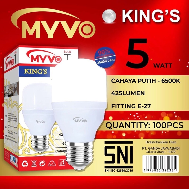 Lampu Led MYVOO King Capsule T Bulb Nyala Putih Bergaransi