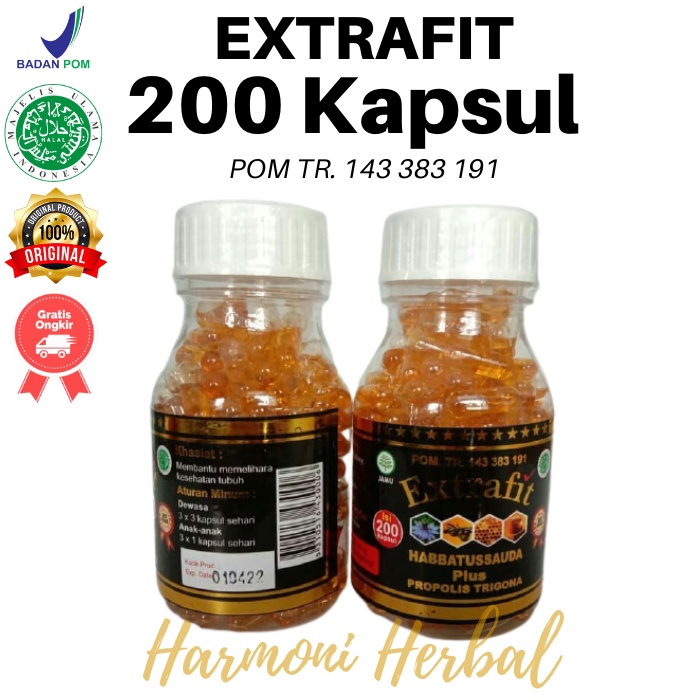 Kapsul Minyak Habbatussaudah Extrafit Plus Propolis Trigona isi 200 Habatusauda Ekstrafit