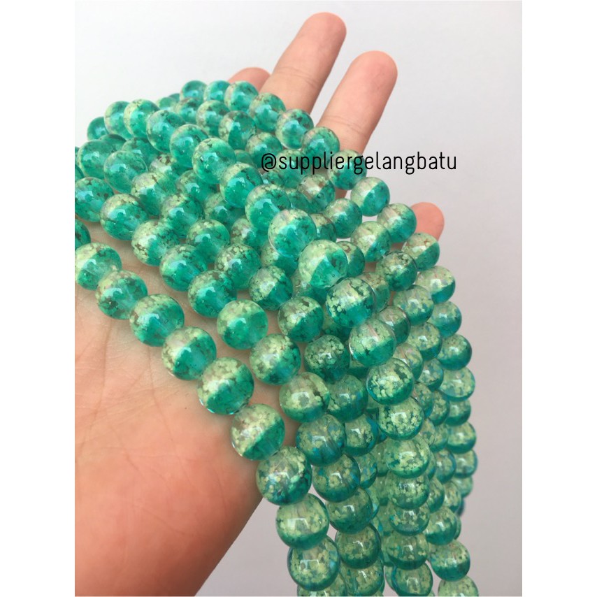 manik GID kristal HIJAU TOSCA 10mm glow fosfor GREEN premium crystal aksesoris cantik craft model