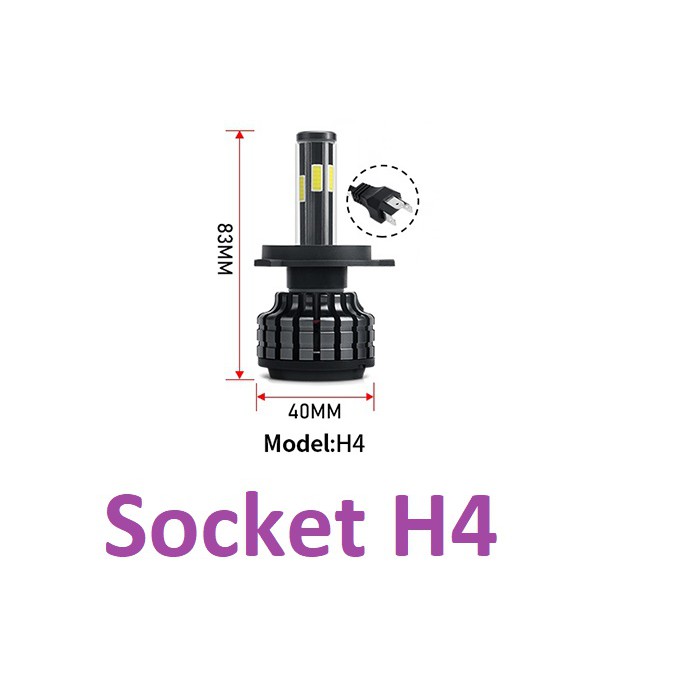 LED H4 360 derajat 6 sisi dan 8 sisi hipower superbright  original chips putih terang Lumen 15.000 lm isi 2 PCS