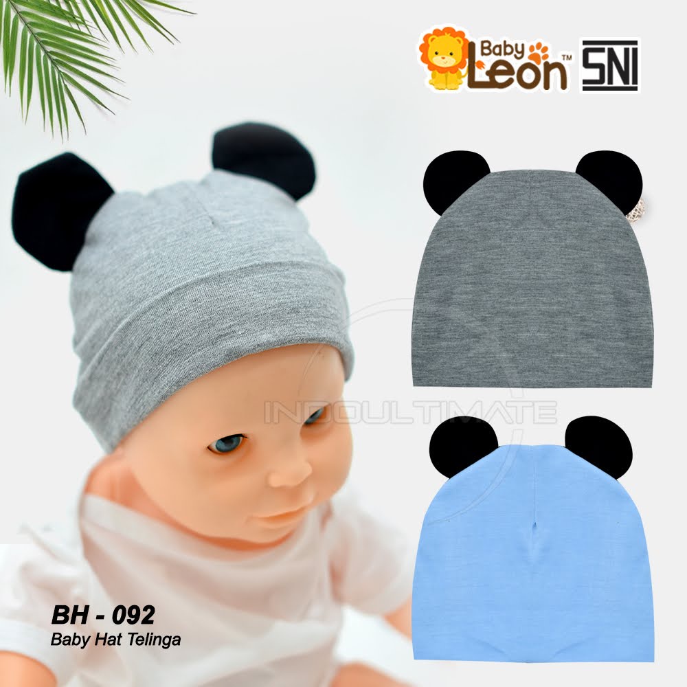 Topi Kupluk Bayi Model Telinga Kelinci BABY LEON Topi Anak Pelindung Kepala Polos Unisex BH-092 Topi Polos Katun