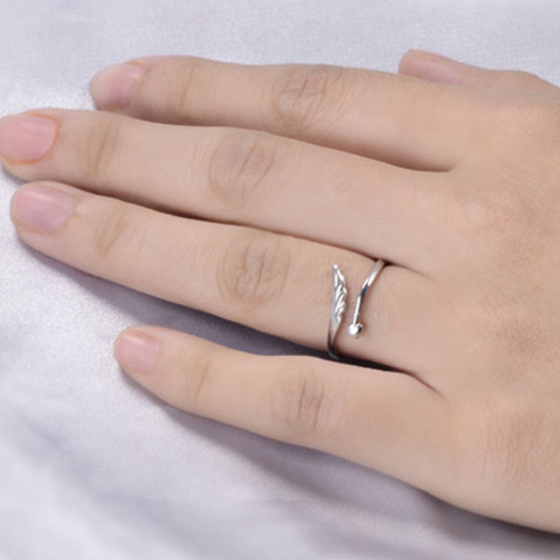 Cincin Model Terbuka Dapat Disesuaikan Desain Sayap Malaikat Untuk Pria Dan Wanita