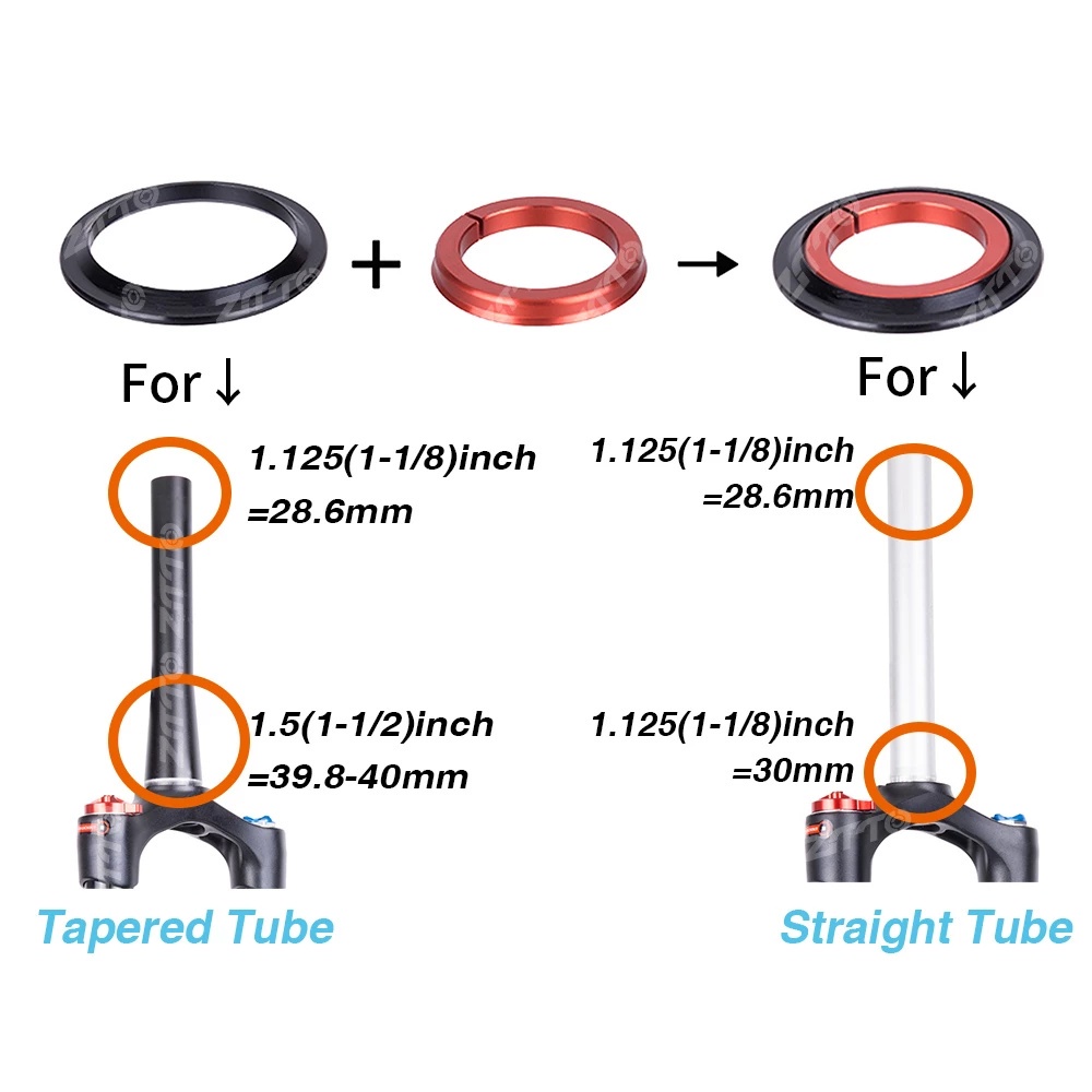 REBUY MTB Bike Headset 1 1/8&quot;-1 1/2&quot; ZS44 ZS56 Bicycle Headset 4456ST 44mm 56mm Threadless 45 Degree Straight Tube Tapered Tube Fork Sealed Bearing/Multicolor