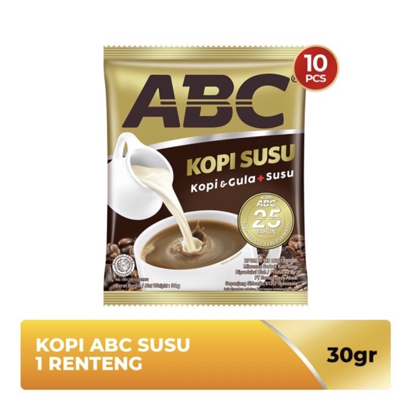 

kopi abc susu renceng renteng isi 10 pcs x 30 gr