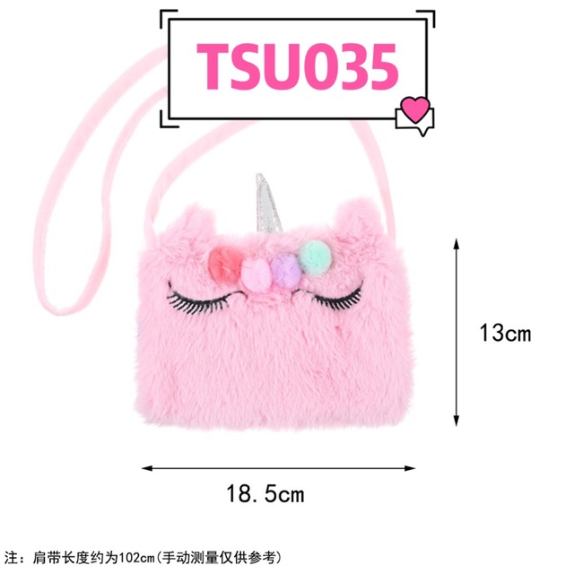 Tas Selempang Unicorn Bulu TU020 TSU035 Fluffy sling bag anak perempuan