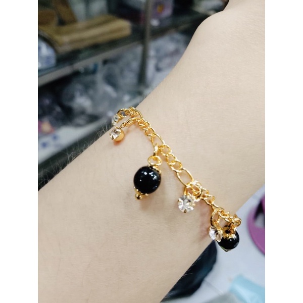 gelang tangan wanita //gelang lapis emas //gelang kombinasi batu warna warni //gelang