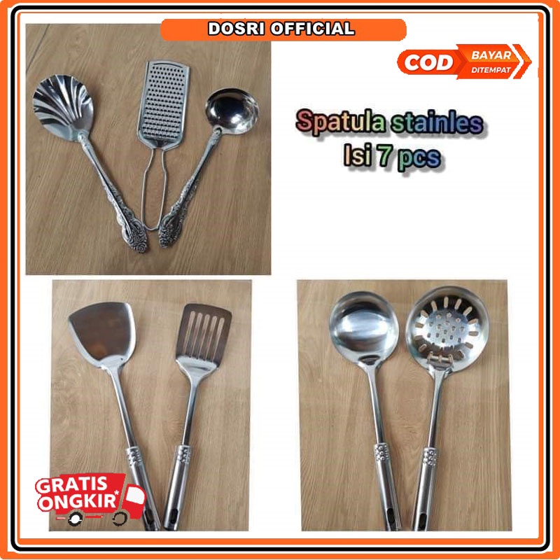 [BISA COD] Spatula Stainles Set Isi 7 Pcs - Spatula Sutil Stainless Steel Good Quality