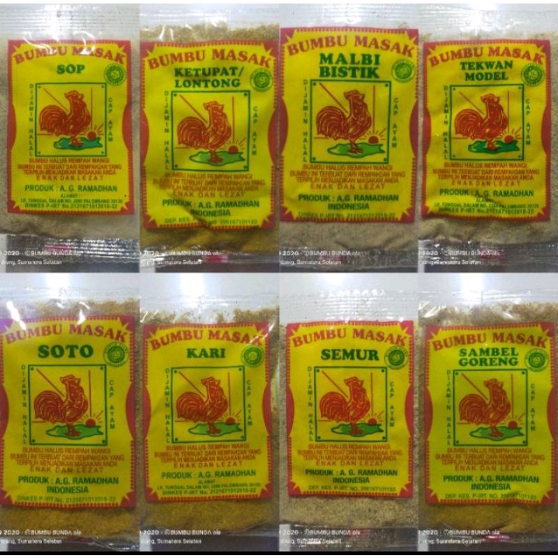 

bumbu2 masak cap ayam tekwan, rendang, opor, malbi, lapis dll