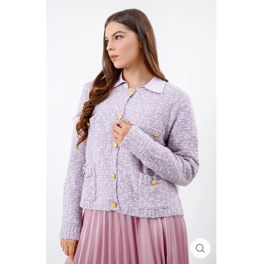 Benang Jarum Lydia Tweed Cardigan Purple