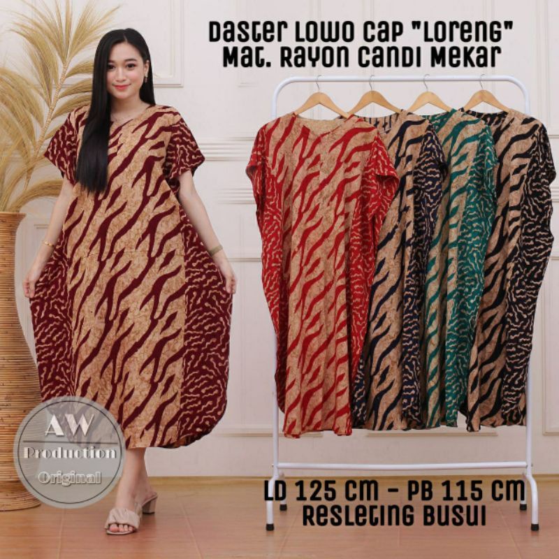 Daster Lowo Jumbo Rayon Kekinian Busui Resleting Depan Kalong Kelelawar Cap Baju Wanita Batik Pekalongan