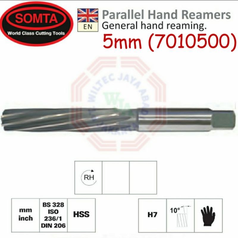 Hand Reamer 5mm HSS Merek SOMTA (7010500)