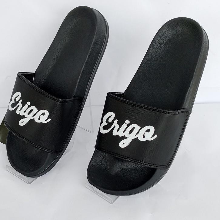 Termurah dan terbaik >> Sendal Pria Slop ERIGO Hitam Putih Sendal Wanita Slip On Flip Flop Kasual Uk