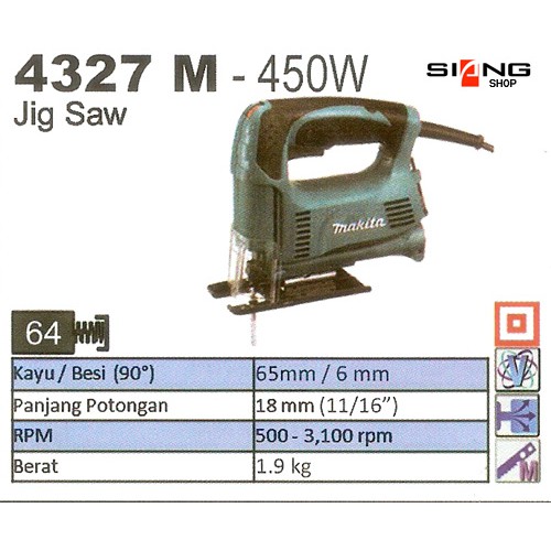Makita 4327 M / 4327M Mesin Gergaji Jigsaw