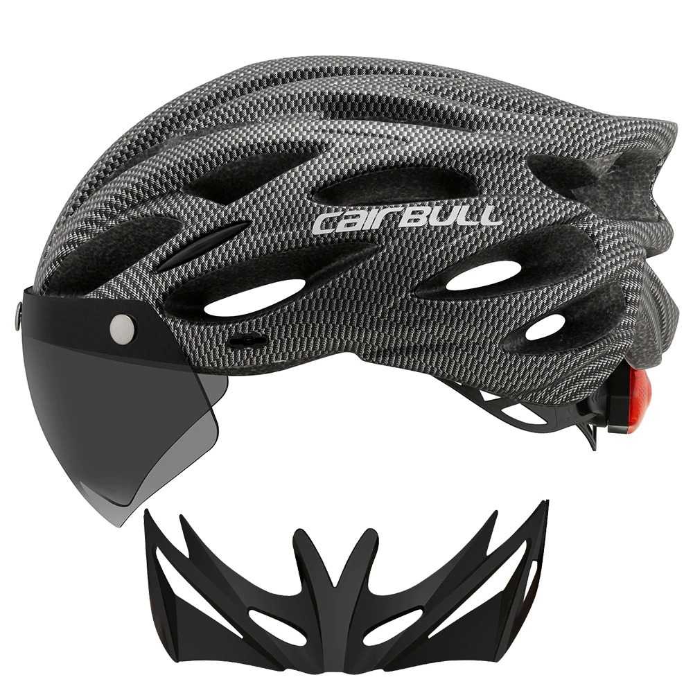 CAIRBULL Helm Sepeda Powermeter MTB Helmet Visor Removable Lens - CB26-Black Carbon