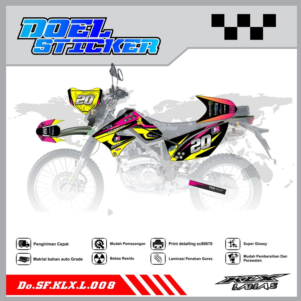 Sticker Striping Honda KLX L , S Lama List Variasi Hologram , Crome Doel 008