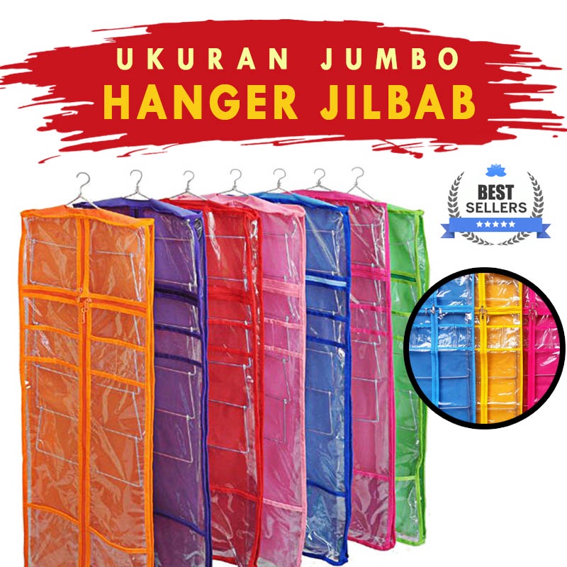 Gantungan Jilbab Jumbo Size - Hanger Hijab Tutup Mika Resleting Muat Jilbab Lebih Banyak Rak Hanger 