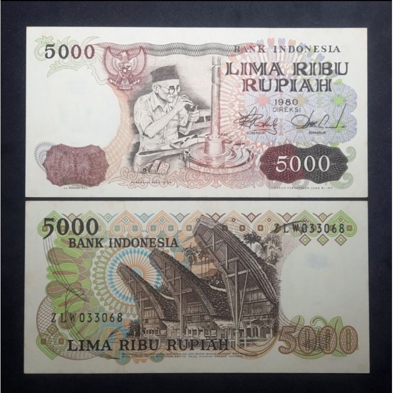 UANG KUNO 5000 PENGRAJIN ASAH INTAN TH 1980 - GRADE UNC