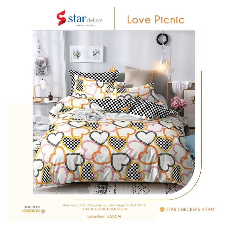 KAIN KATUN CVC METERAN STAR - LOVE PICNIC
