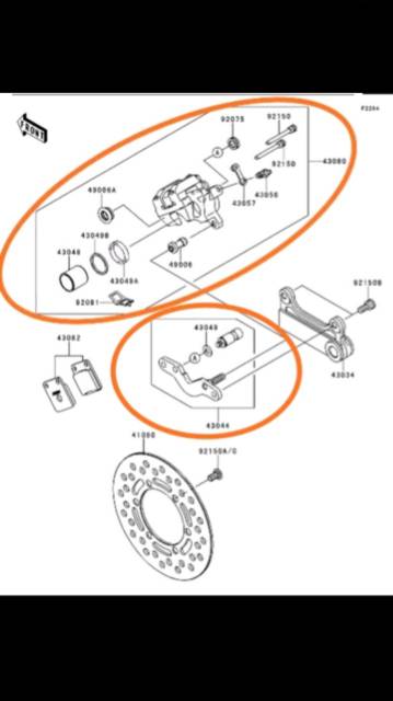 Kaliper caliper belakang klx 150 original Kawasaki 43080-0078