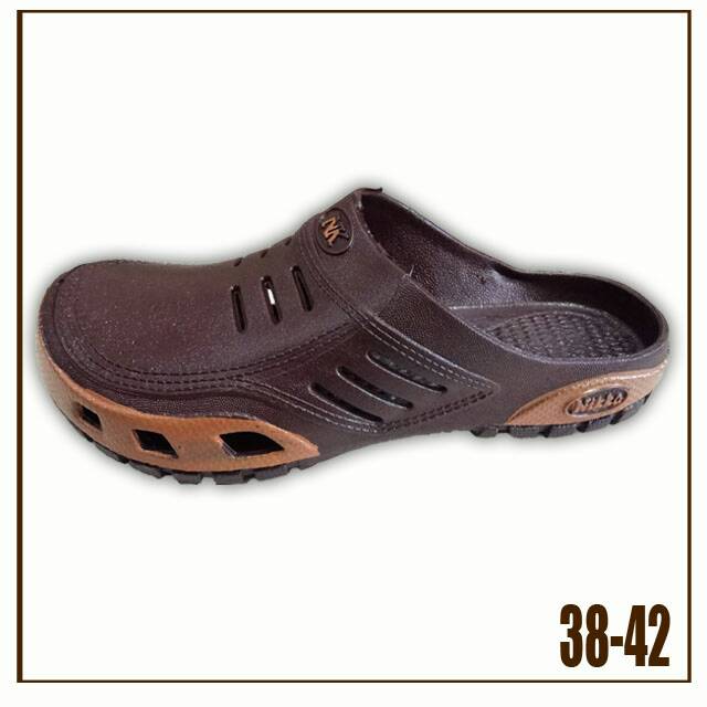 Nikko 38-42 / Sandal Sepatu Selop Bakpao Baim Karet PVC Laki-laki Coklat