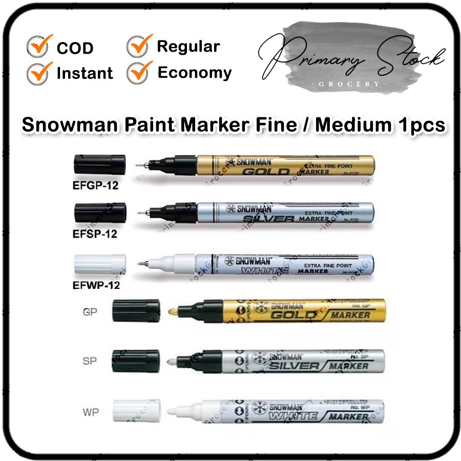 

Snowman Paint Marker Putih Gold Silver Fine Spidol Gambar Permanent FGP 12 Medium FGP-12 GP-12 GP 12