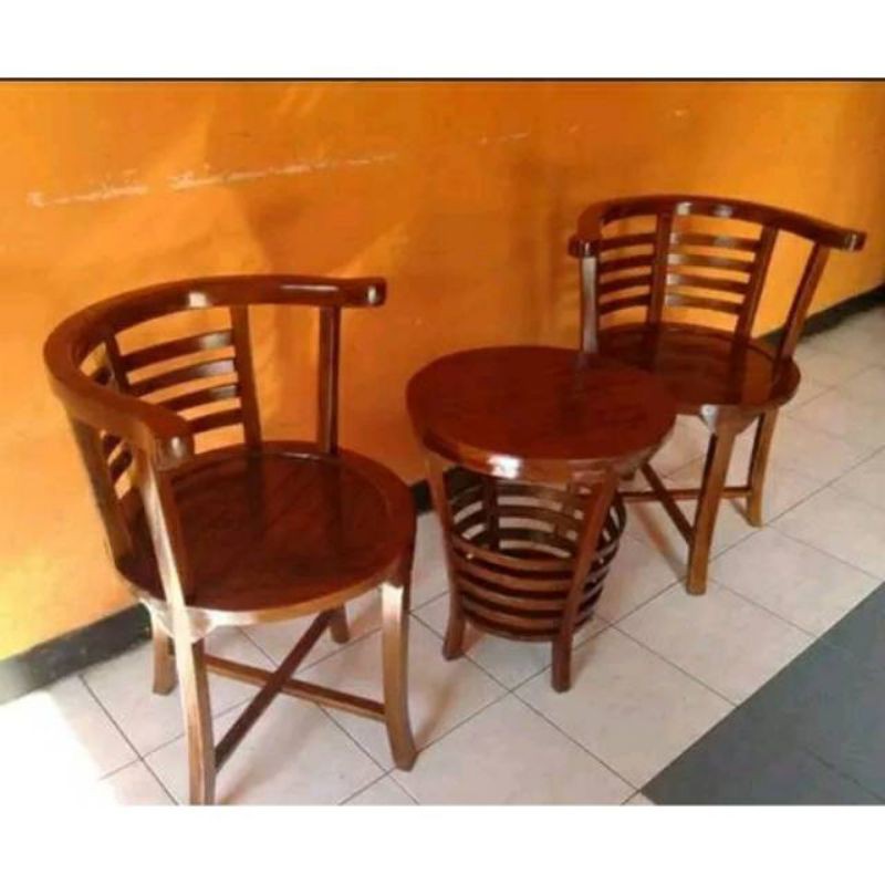 Kursi teras unik model minimalis kayu jati