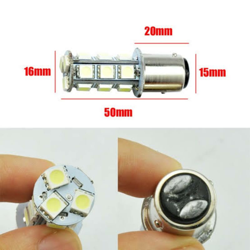Lampu LED stopan rem 12V 1157 Bay15D diam mobil motor